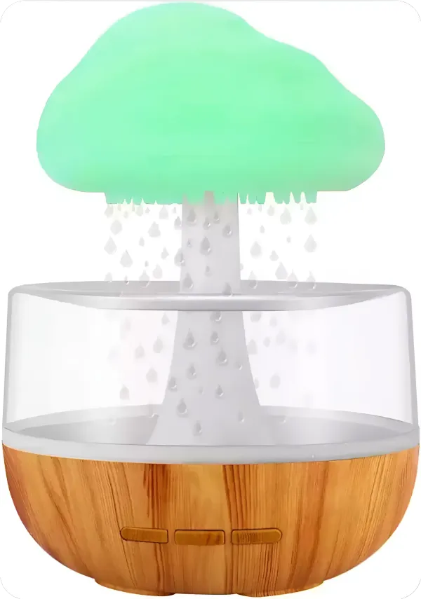 Rain Cloud Humidifier in action showing mist effect